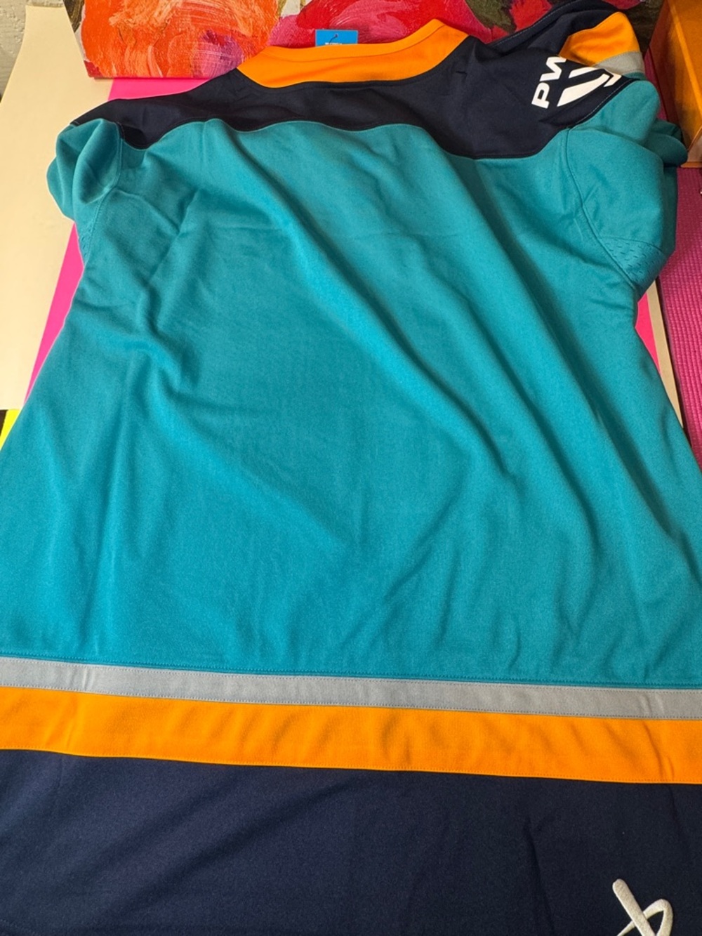 Bauer Teal Hockey Jersey with Navy and Gold Accents L size new never worn - Picture 6 of 7